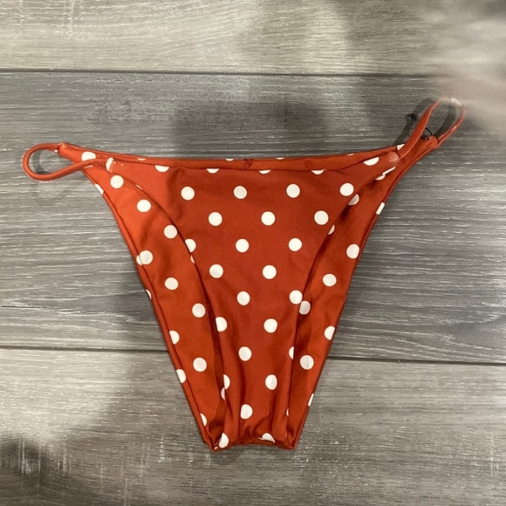 NWOT! Skin by Same Burnt Orange and White Polka Dot Bikini Bottom